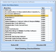 Delete Start Programs Shortcut Entries Software screenshot